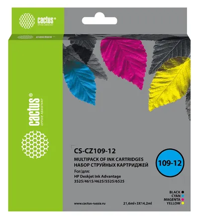 Картридж струйный Cactus CS-CZ109-12, набор CMYK, 64,2 мл, для HP DJ IA 3525/5525/4525