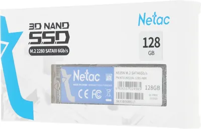 SSD M.2 Netac 128Gb N535N Series <NT01N535N-128G-N8X> Retail (SATA3, up to 510/440MBs, 3D NAND, 70TBW)