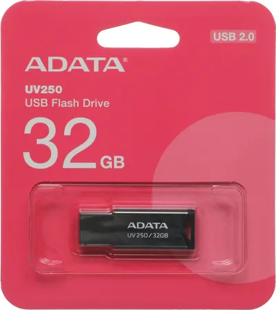 Флеш-накопитель ADATA UV250 AUV250-32G-RBK, 32 ГБ, USB 2.0, серебристый