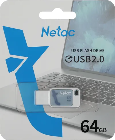 Флеш-накопитель Netac UA31 64 ГБ, USB 2.0, 110/45 МБ/с, синий