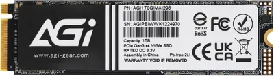 SSD AGI AI298, 1 ТБ, M.2 2280, PCIe 3.0 x4, NVMe, 3D NAND