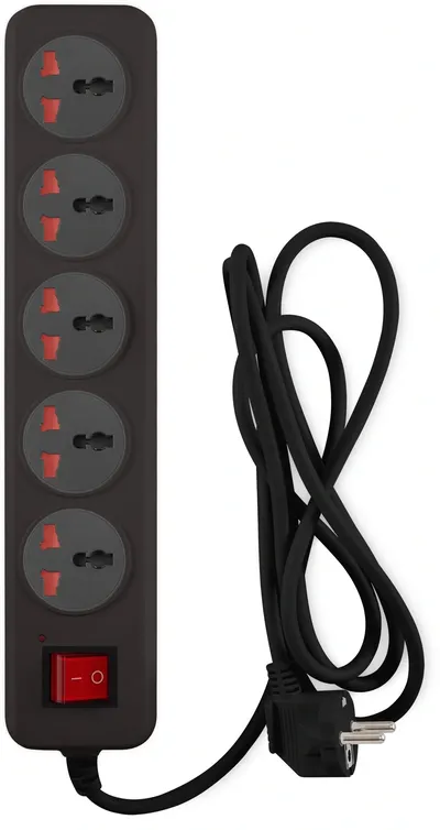 Сетевой фильтр BURO 500UNH-1.8-BG, 5 розеток, 1.8м