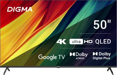 Телевизор Digma DM-LED50UQB31, 50", QLED 4K UHD, 60 Гц, Google TV