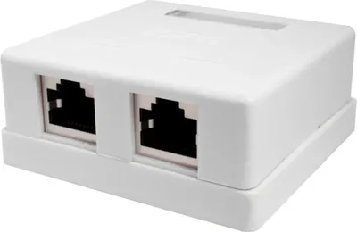 Розетка SUPRLAN 10-0308-1, накладная RJ45, 2 порта, кат. 5e FTP