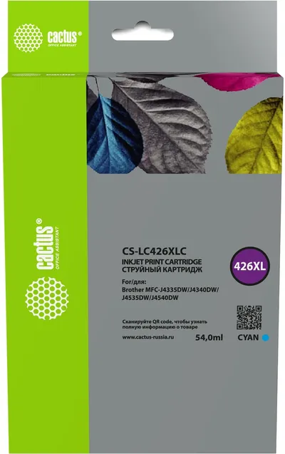 Картридж Cactus CS-LC426XLC, голубой, 54 мл, с чипом, для Brother MFC-J4335DW/J4340DW/J4535DW/J4540DW