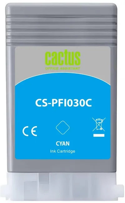 Картридж струйный Cactus CS-PFI030C (PFI-030C), голубой, 55 мл, с чипом