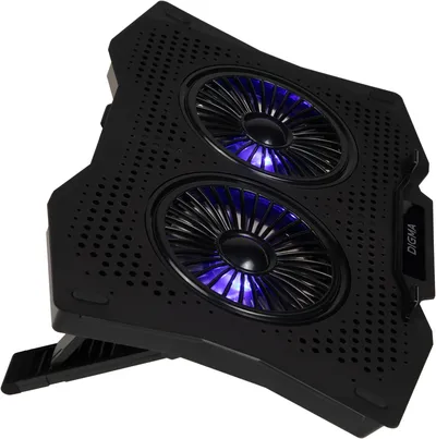 Подставка с охлаждением Digma D-NCP180-2X110, 18", 2×110 мм, 2×USB, чёрная