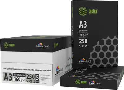 Бумага Cactus CS-LPA3160250, A3, 160 г/м², 250 листов, белая
