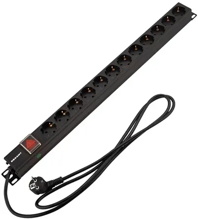 Блок распределения питания REXANT 04-0204-2, 19", вертикальный, 12x CEE 7/4, 16 А