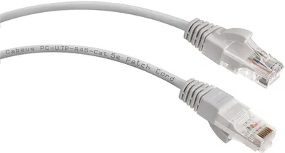 Патч-корд Cabeus PC-UTP-RJ45-Cat.5e-15m, U/UTP, кат.5e, 2×RJ45, 15 м, серый