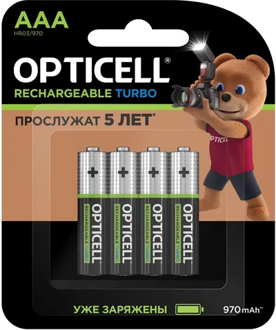 Аккумулятор OPTICELL Turbo 6080004, AAA, NiMH, 970 мА·ч, 4 шт