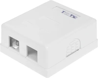 Коробка настенная LANMASTER TWT-SA2-WH, 2 порта Keystone, ПВХ, белая, 62×67×30 мм