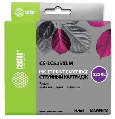 Картридж струйный Cactus CS-LC525XLM, пурпурный, для Brother DCP-J100/J105/J200