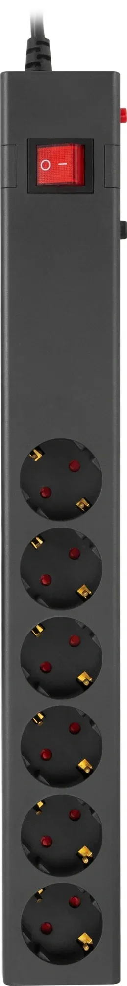Сетевой фильтр Buro 600SE-1.8-B, 6 розеток, 2200 Вт, кабель 1,8 м, чёрный