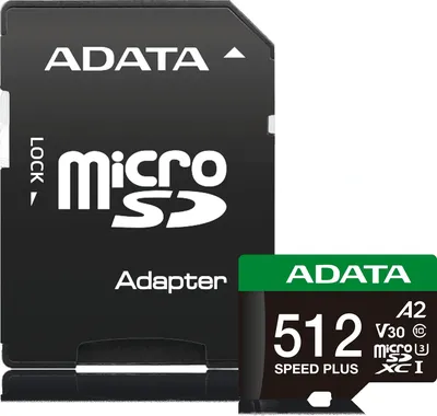 Карта памяти A-DATA Speed Plus UD512GUI3V30A2SP-RA1, microSDXC 512 ГБ, U3/V30/A2