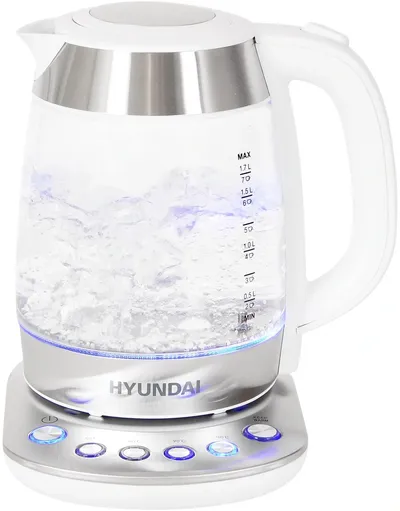 Чайник электрический Hyundai HYK-G4033, 1.7 л, 2200 Вт, стекло, 5 режимов