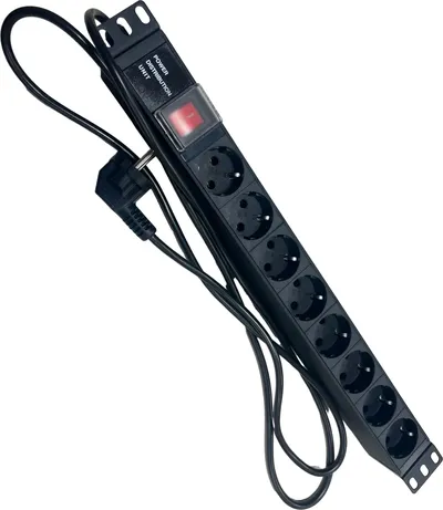 Распределитель питания NTSS NTSS-PDU-DA2034, 16A, 8×Schuko, 1U, черный