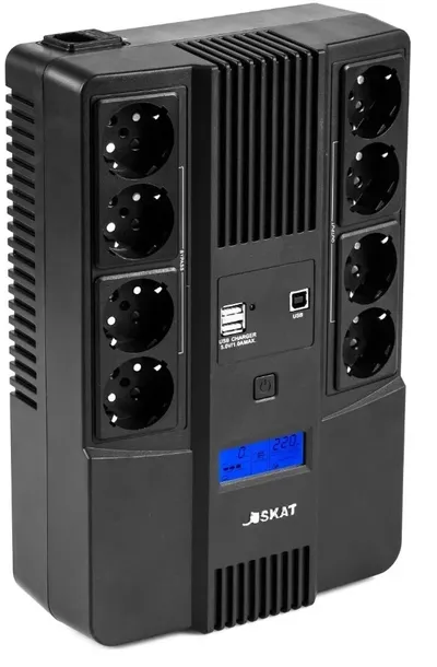 ИБП Бастион SKAT-UPS 800-AID-IN-1x9-8, 800 ВА/480 Вт, LCD, АКБ 9 А·ч, 8×Schuko