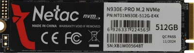 Твердотельный накопитель Netac N930E Pro NT01N930E-512G-E4X, 512 ГБ, M.2 2280, PCIe 3.0 x4 NVMe