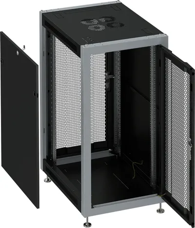 SYSMATRIX SL 6622.933 Шкаф монтажный телекоммуникационный 19" напольный 22U 600x600x1100mm (ШхГхВ) передняя дверь перфорированная, задняя дверь перфорированная, поворотная ручка с замком, цвет черный (RAL 9004/RAL 7000)