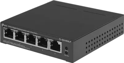 Коммутатор TP-Link TL-SG1005LP, 5×1GbE, 4 порта PoE+, бюджет 40 Вт