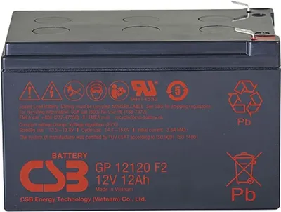 Аккумулятор CSB GP12120 F2, 12 В, 12 А·ч, AGM, клеммы F2