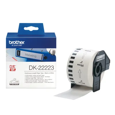 Лента этикеточная Brother DK22223, 50 мм × 30,48 м, белая, неразрезанная