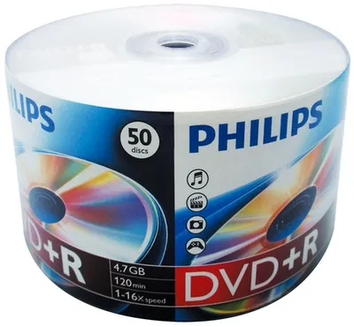 Диск Philips DR4S6U50F/97, DVD+R, 4.7 ГБ, 16x, 50 шт