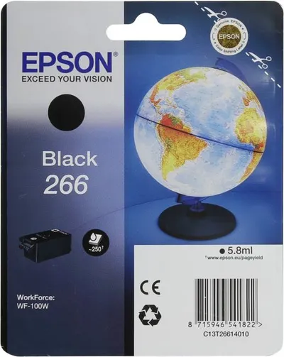 Картридж Epson T266 (C13T26614010), чёрный, 5,8 мл, 250 страниц