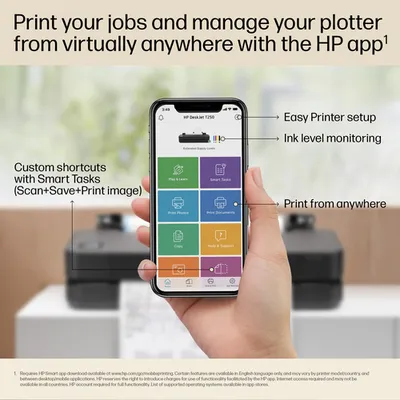 Широкоформатный принтер HP DesignJet T650, 24", 4 цвета, 2400×1200 dpi, USB/Gigabit Ethernet/Wi-Fi