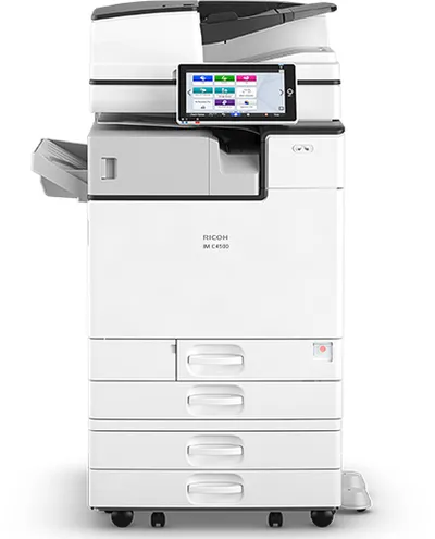 Ricoh IM C4500LT, A3, МФУ, цветной, 2Гб, 45стр/мин, дуплекс, GigaLAN, 550x2, HDD320, PS, ARDF100, с девелопером, без тонера, запуск инженером (418314/419295)