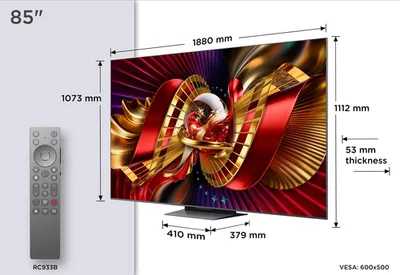 Телевизор TCL 85C8L, 85", SQD-Mini LED, 4K Ultra HD, Smart TV
