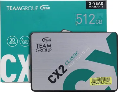 Твердотельный накопитель TeamGroup CX2 T253X6512G0C101, 512 ГБ, 2.5", SATA III, TLC