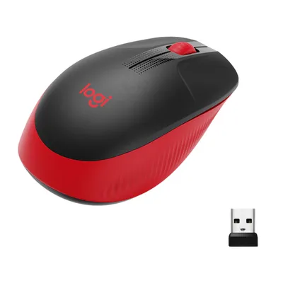 Мышь Logitech M190, беспроводная, оптическая, 1000 DPI, USB-ресивер, красный