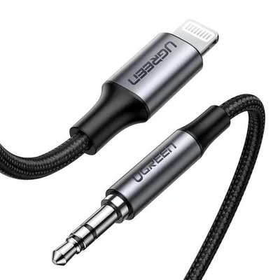 Кабель UGREEN US315-70509, 3,5 мм — Lightning, 1 м, серебристый