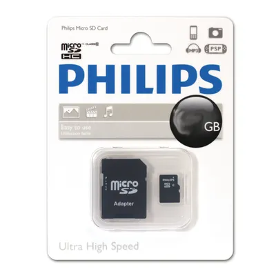 Карта памяти Philips FM64MA45B/97, microSDHC 64 ГБ, Class 10, с SD-адаптером