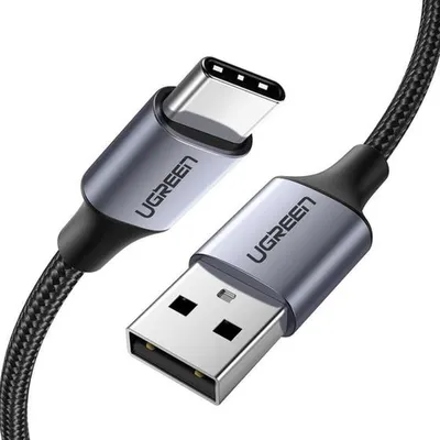 Кабель Ugreen US288 60126, USB-A 2.0 — USB-C, 1м, чёрный