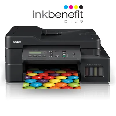 Цветное струйное МФУ 3-в-1 Brother DCP-T720DW Inkbenefit Plus, А4, 17 стр/мин, Wi Fi, Duplex, ADF20, 128 Мб, 576 МГц, до 6000 x 1200dpi