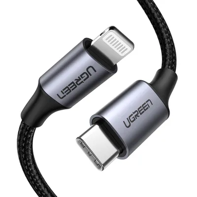 Дата-кабель UGREEN 60759, USB-C — Lightning, USB 2.0, 1 м, 3 А
