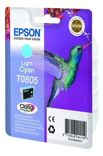 Картридж Epson T0805 (C13T08054011), светло-голубой, 7.4 мл, для Stylus Photo