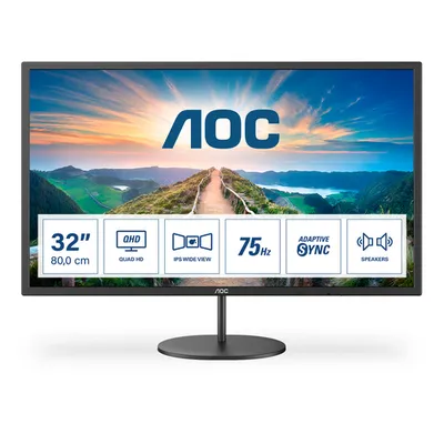 Монитор AOC Q32V4/01, 31.5", WQHD 2560x1440, IPS, 75 Гц