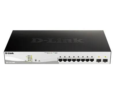 Коммутатор D-Link DGS-1210-10MP/F1A, WebSmart, 8×1GbE PoE, 2×SFP, PoE 130 Вт