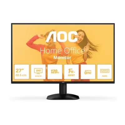 МОНИТОР 27" AOC Q27B35S3 Black (IPS, 2560x1440, 120Hz, 1 ms, 178°/178°, 300 cd/m, 1500:1, +HDMI 2.0, +DisplayPort 1.4)