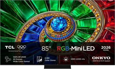 Телевизор TCL 85RM7L, 85", 4K Ultra HD, RGB-Mini LED, 144 Гц, Smart TV
