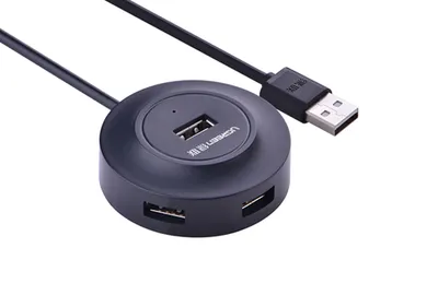 Хаб UGREEN CR106 20277, USB 2.0, 4 порта, чёрный