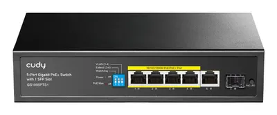 Коммутатор Cudy GS1005PTS1, 5×1GbE, 4×PoE+ 120 Вт, 1×SFP, неуправляемый