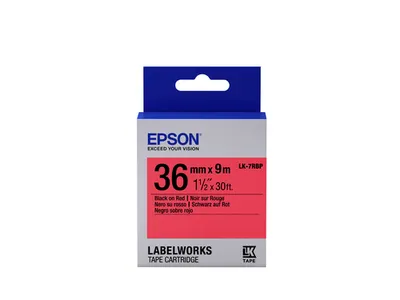 Лента Epson C53S657004, LK-7RBP, чёрный на красном