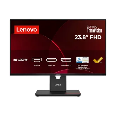 Монитор Lenovo ThinkVision T24-40 23.8" 16:9 FHD (1920x1080) IPS, AG, 4ms, 250N, 1xHDMI 1.4, 1xDP 1.2, 1xVGA, 3xUSB-A (USB 5Gbps), 1xUSB-C (5Gbps, PD 15W), 1x USB-B (5Gbps), LTPS, 1Y (analog T24i-2L, T24i-30)