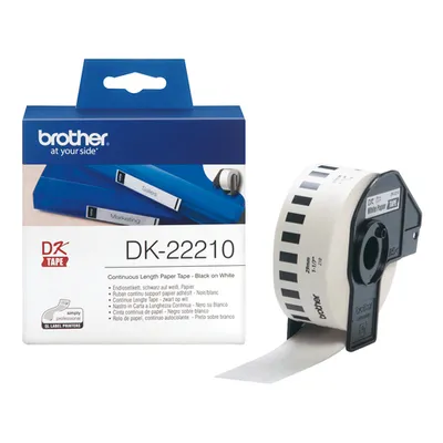Бумажная клеящаяся лента Brother DK22210, белая, 29 мм x 30.48 м