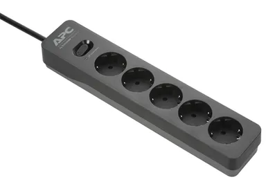 Сетевой фильтр APC PME5B-GR, 5 розеток Type F, 10 А, 680 Дж, кабель 1,5 м, чёрный